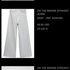 Zara - ZW The Marine Straight Jeans in Light Gray